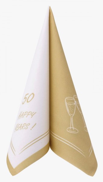 Airlaid Serviette Happy Years 50 Jahre in Gold, 40 x 40 cm, 50 Stück - APARTina