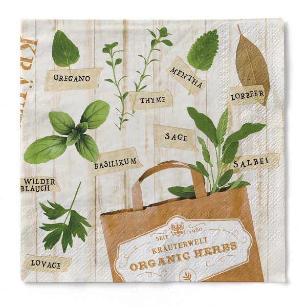 Tissue Serviette Kräuter/Herbs, 33 x 33 cm, 100 Stück