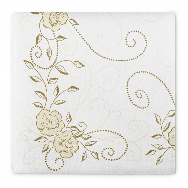 Airlaid Serviette Hochzeit in Gold-Creme, 40 x 40 cm, 50 Stück - Mank