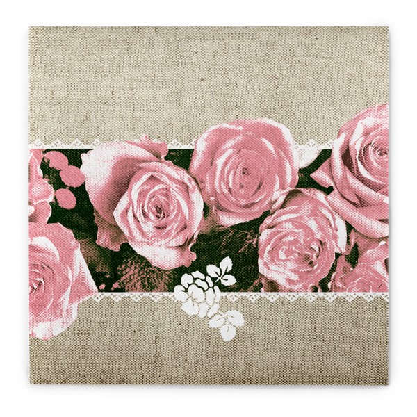 Airlaid Serviette Lovely Roses in Rosa, 40 x 40 cm, 50 Stück - Mank