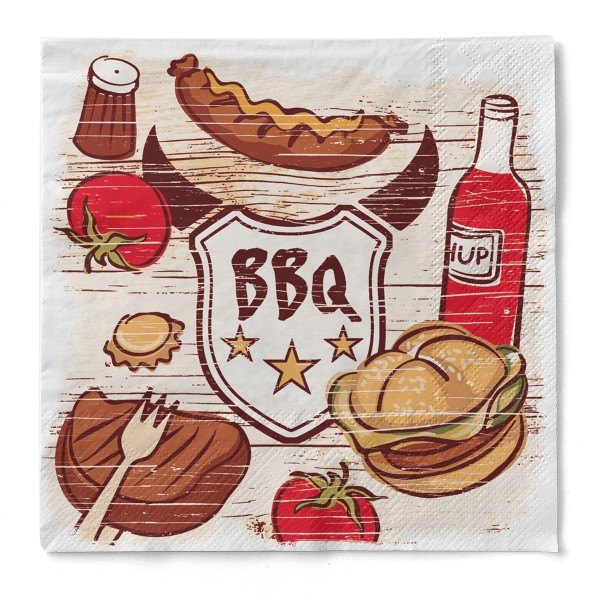 Tissue Serviette BBQ, 33 x 33 cm, 100 Stück - Mank