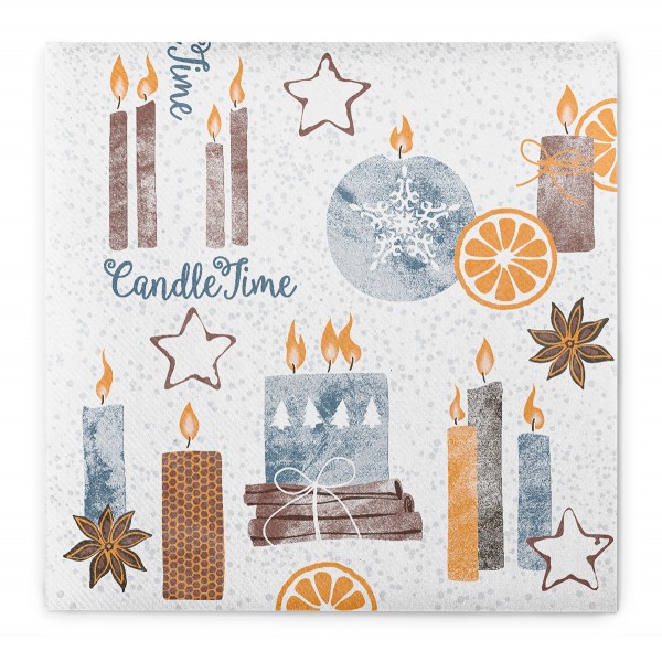 Airlaid Serviette Candle Time in Grau, 40x40 cm, 50 Stück - Mank