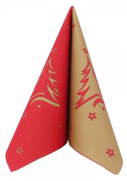 Airlaid Serviette Weihnachtsbaum in Rot, 40 x 40 cm, 50 Stück - APARTina