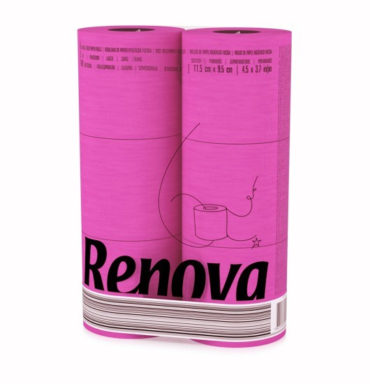 144 Rollen rosanes Toilettenpapier von Renova im Folienpack - PINK FUCHSIA