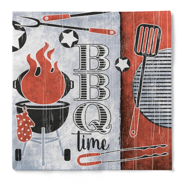 Tissue Serviette BBQ-Time, 33 x 33 cm, 100 Stück - Mank