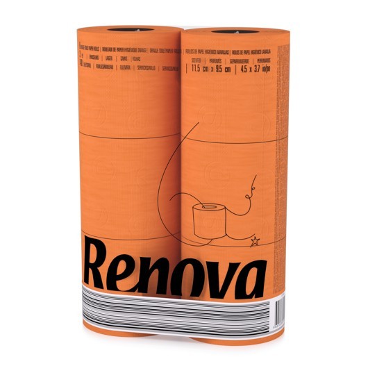 24 Rollen oranges Toilettenpapier von Renova im Folienpack - ORANGE