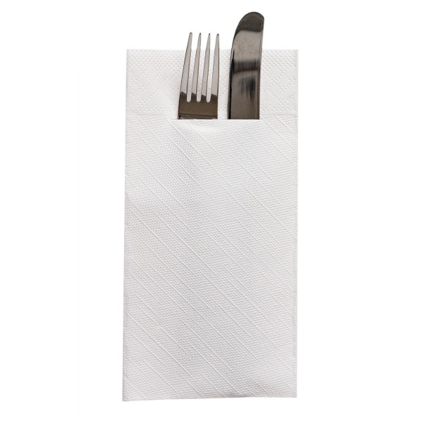 Tissue Deluxe Besteckservietten Weiß, 40 x 40 cm, 75 Stück - Mank