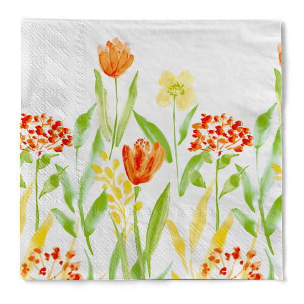 Tissue Serviette Selma Frühling 40 x 40 cm, 3-lagig, 100 Stück - Mank