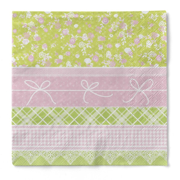 Tissue Serviette Hermine in Rosa-Lime, 33 x 33 cm, 100 Stück - Mank