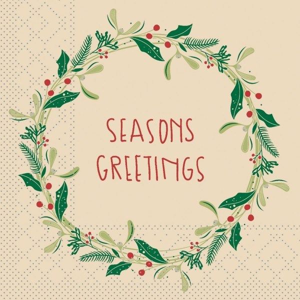 Tissue Serviette Isabell - Season´s Greetings - in Recycled Tissue, 24 x 24 cm, 150 Stück - Mank