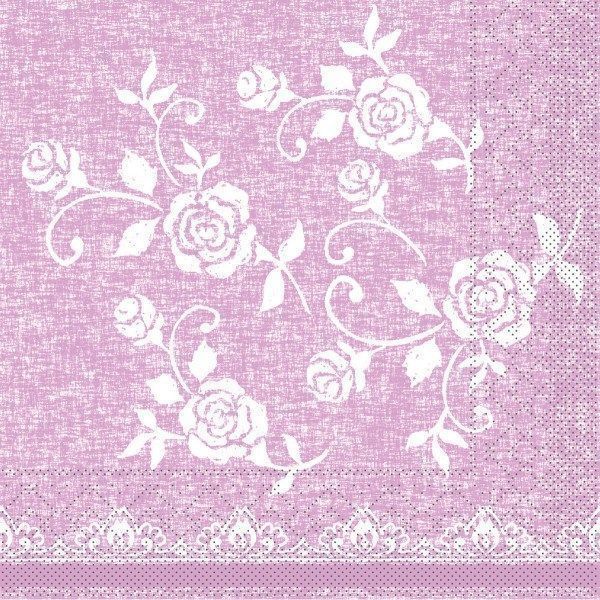 Tissue Serviette Lace in Rose, 33 x 33 cm, 100 Stück - Mank