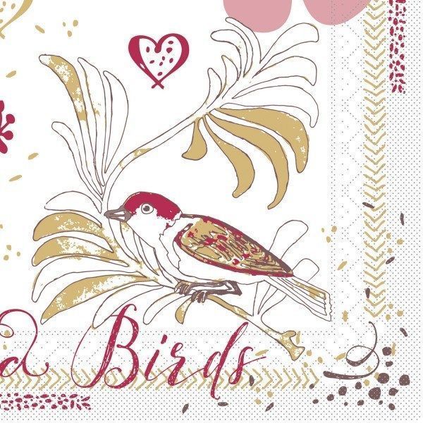 Softpoint Serviette Love & Birds, 40 x 40 cm, 50 Stück - Mank