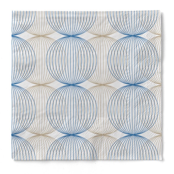 Tissue Serviette Ludo in Blau-Gold, 24 x 24 cm, 150 Stück - Mank