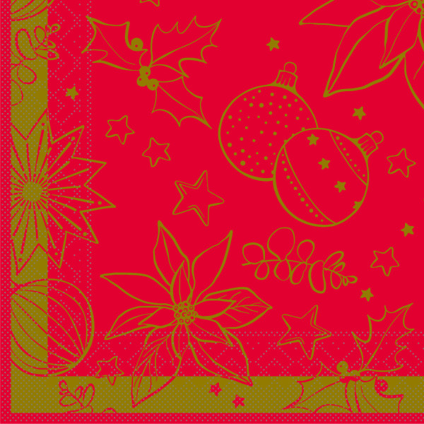 Tissue Serviette Milan in Rot, 33 x 33 cm, 100 Stück - Mank