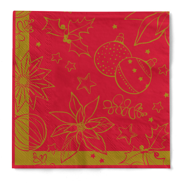 Tissue Serviette Milan in Rot, 33 x 33 cm, 100 Stück - Mank