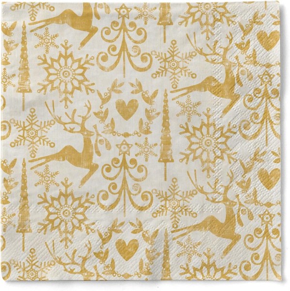 Tissue Serviette Bob in Goldbraun, 33 x 33 cm, 100 Stück - Mank