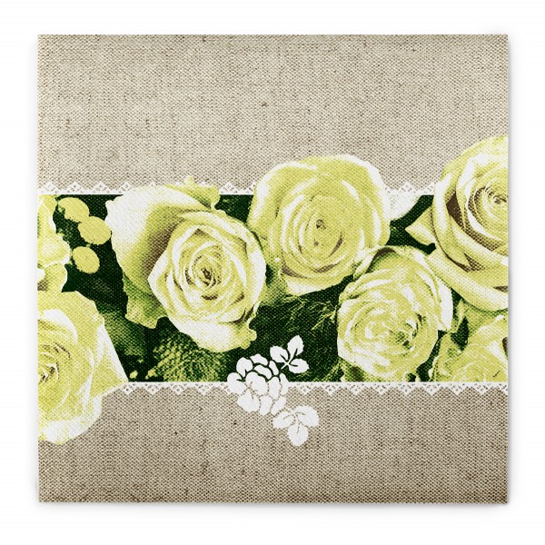 Airlaid Serviette Lovely Roses in Gelb, 40 x 40 cm, 50 Stück - Mank