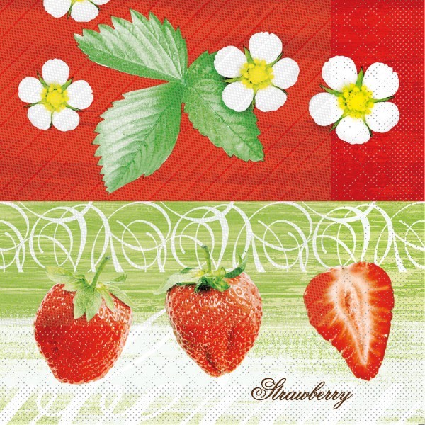 Tissue Deluxe Serviette Strawberry, 40 x 40 cm, 50 Stück - Mank