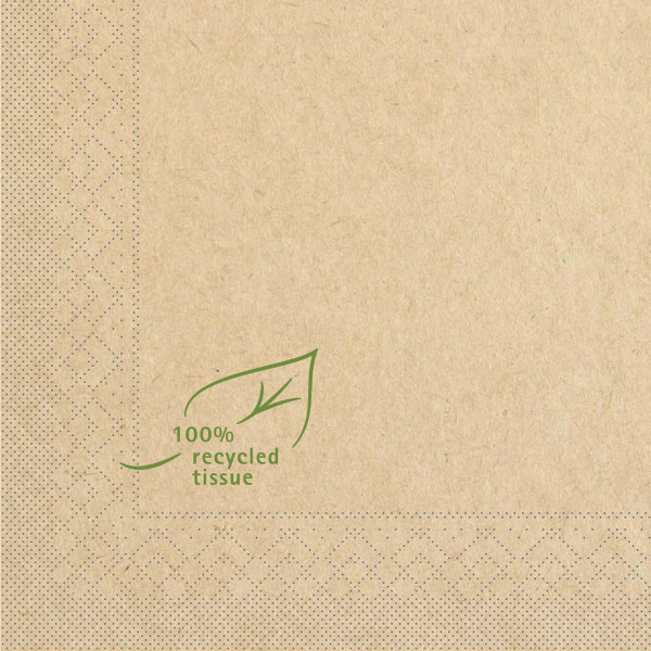 Recycled Tissue Serviette Naturbraun, 33 x 33 cm, 100 Stück - Mank