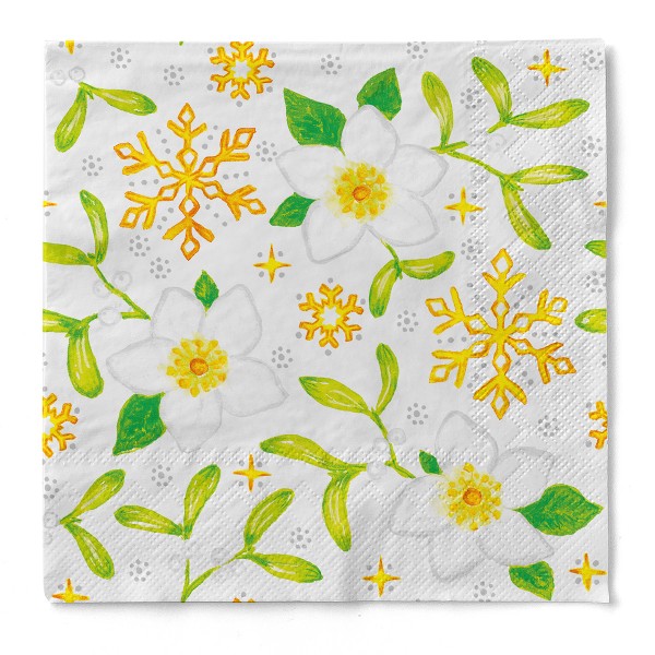 Tissue Serviette Mistletoe, 33 x 33 cm, 100 Stück - Mank