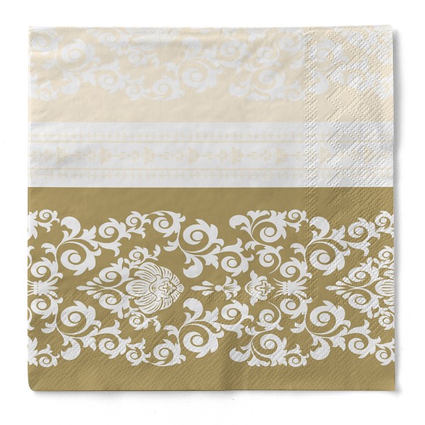 Tissue Serviette Pascal in Gold-Creme, 33 x 33 cm, 100 Stück - Mank