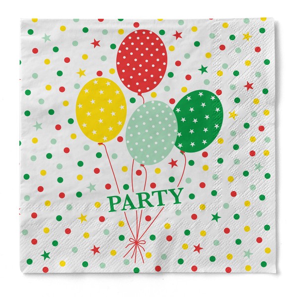 Tissue Serviette Party Ballons in Rot-Grün, 33 x 33 cm, 100 Stück