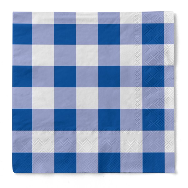 Tissue Serviette Karo in Blau, 33 x 33 cm, 100 Stück - Mank