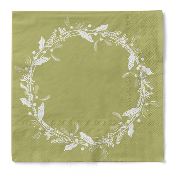 Tissue Serviette Isabell in Oliv, 40 x 40 cm, 3-lagig, 100 Stück - Mank