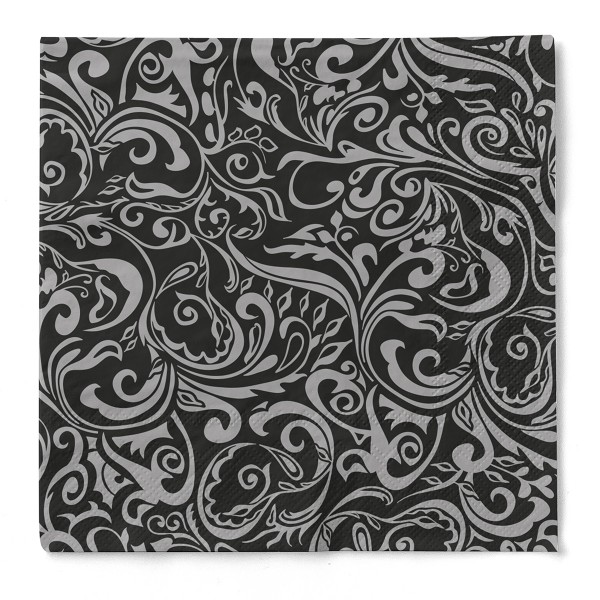 Tissue Serviette Lias in Schwarz-Silber, 40 x 40 cm, 100 Stück - Mank