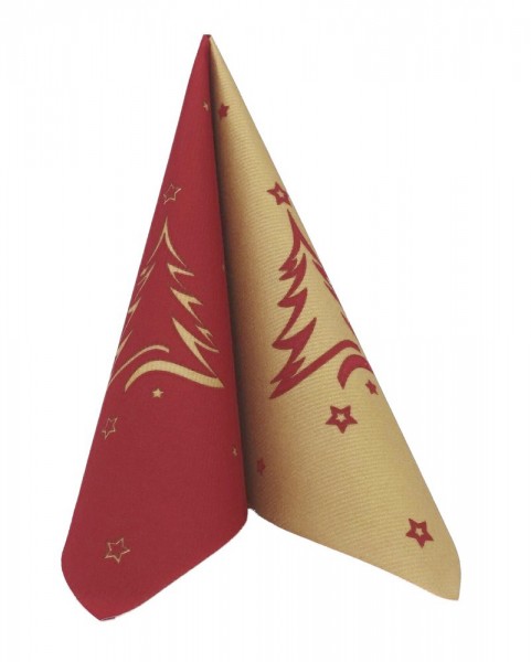 Airlaid Serviette Weihnachtsbaum in Bordeaux, 40 x 40 cm, 50 Stück - APARTina