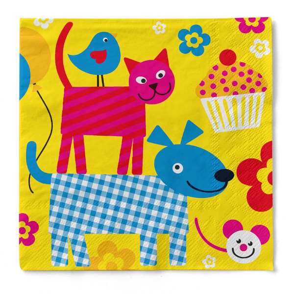 Tissue Serviette Happy Kids, 33 x 33 cm, 100 Stück - Mank