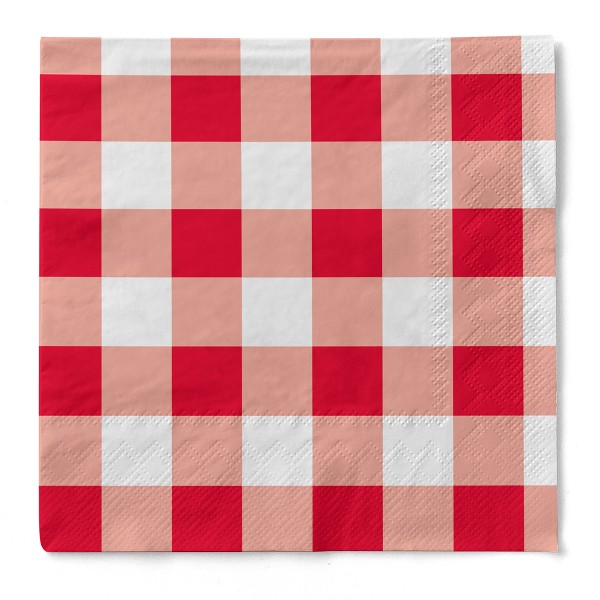 Tissue Serviette Karo in Rot, 24 x 24 cm, 150 Stück - Mank