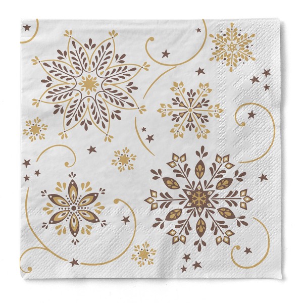 Tissue Serviette Cristal in Braun-Gold, 33 x 33 cm, 100 Stück - Mank