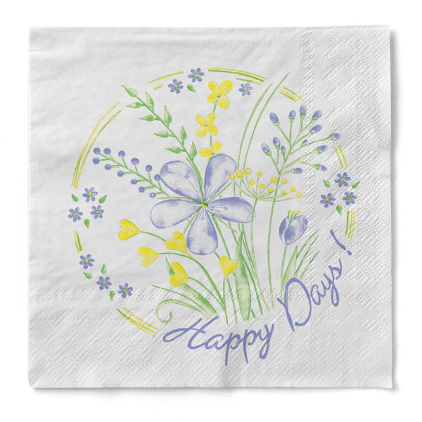 Tissue Serviette Happy Days 40 x 40 cm, 3-lagig, 100 Stück - Mank